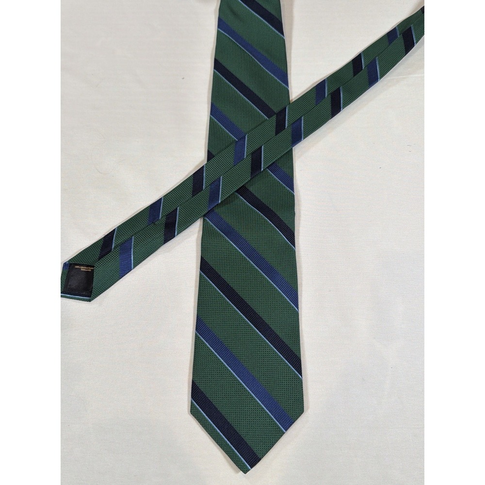 Brooks Brothers‎ Silk Tie NWT Green Blue Striped Regimental Made USA Classic - Picture 4 of 8